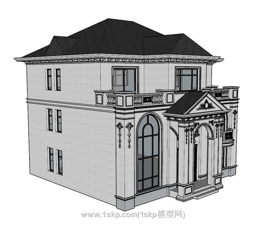 欧式独栋别墅SU模型 3