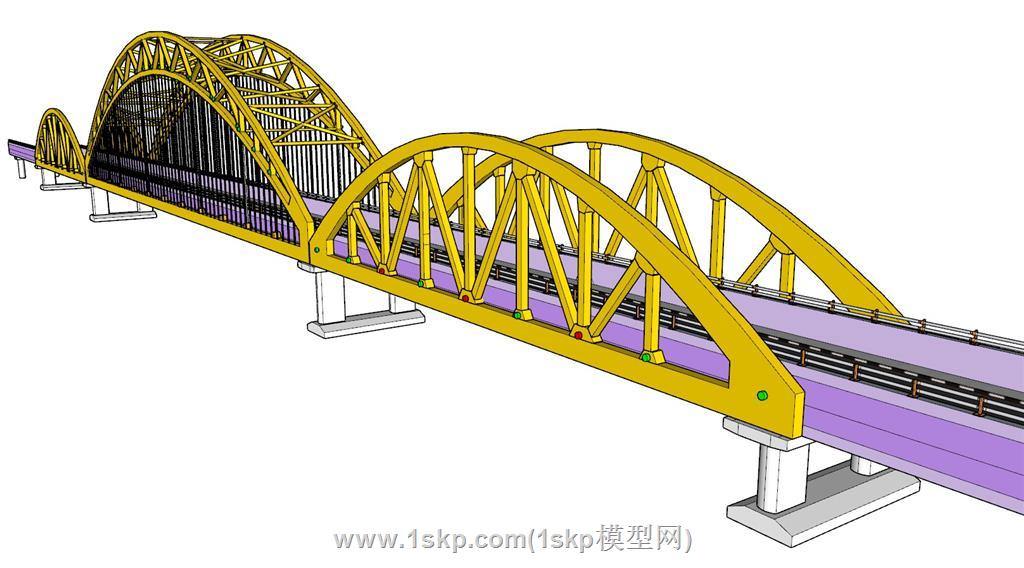 网红桥大桥公路SU模型 1