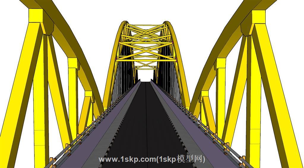 网红桥大桥公路SU模型 3