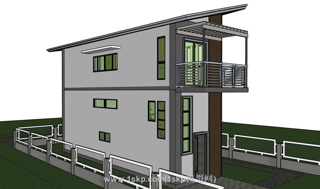 独栋别墅自建房SU模型 1