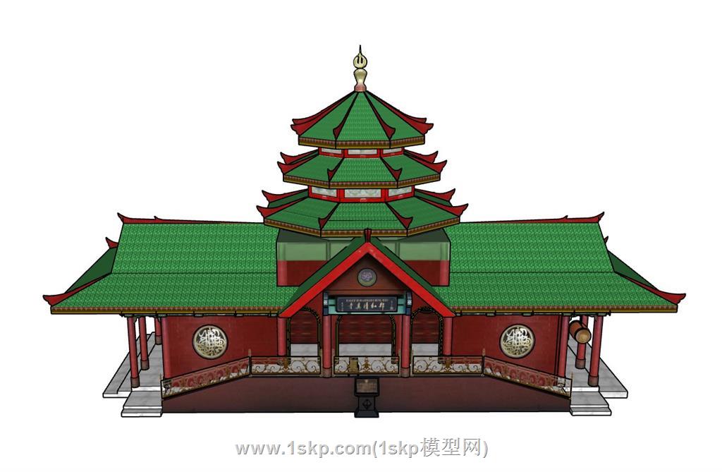 郑和清真寺古建筑SU模型 1