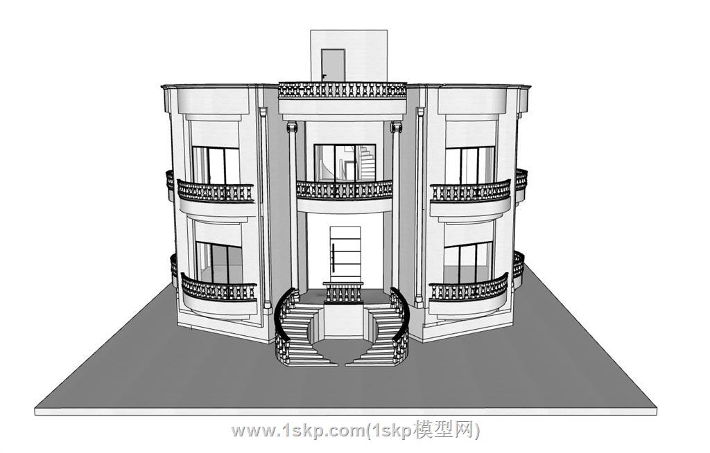 欧式别墅住宅SU模型 1