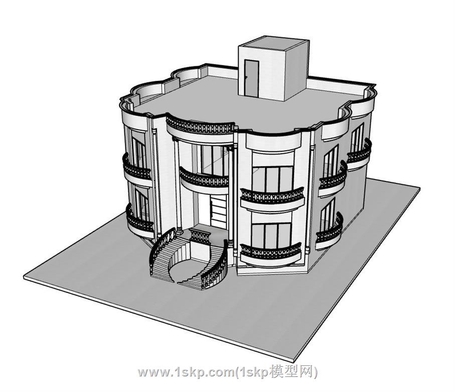 欧式别墅住宅SU模型 2