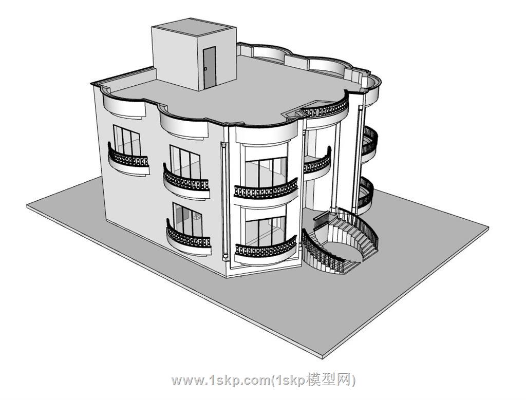 欧式别墅住宅SU模型 3