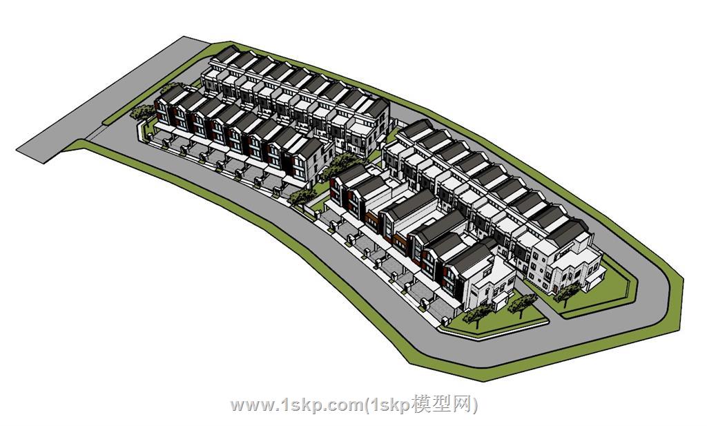 联排别墅SU模型 3