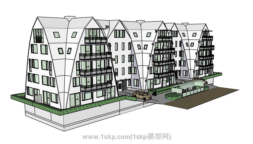 公寓酒店建筑SU模型 2