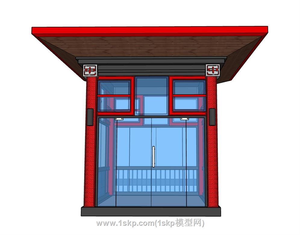岗亭门卫保安亭SU模型 3