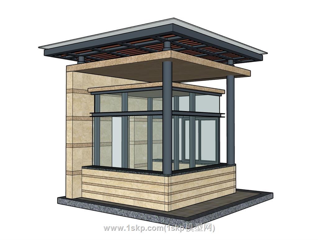 岗亭门卫亭保安亭SU模型 2