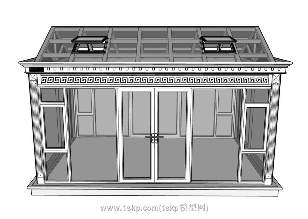 新中式阳光房SU模型 1