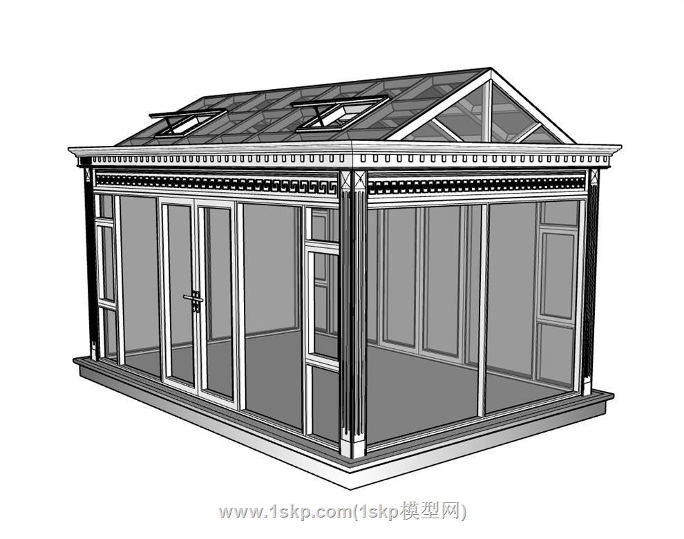 新中式阳光房SU模型 2