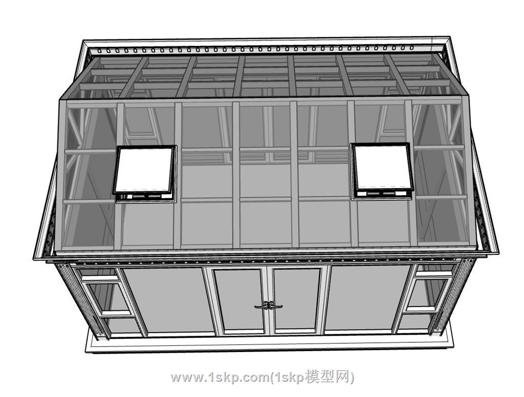 新中式阳光房SU模型 3