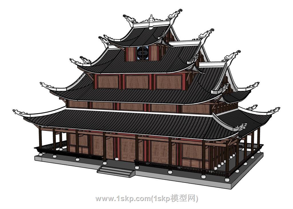 寺庙建筑SU模型 2