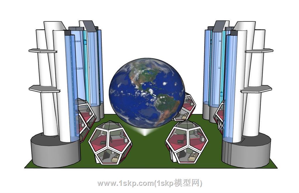 虚拟地球玻璃房SU模型 1