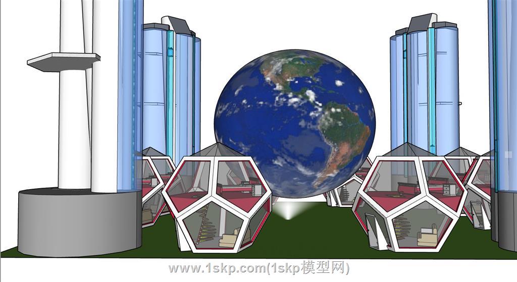 虚拟地球玻璃房SU模型 2