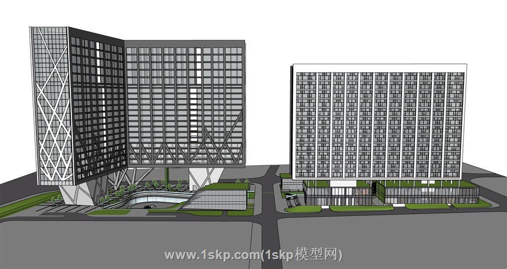 万科大楼建筑SU模型 1