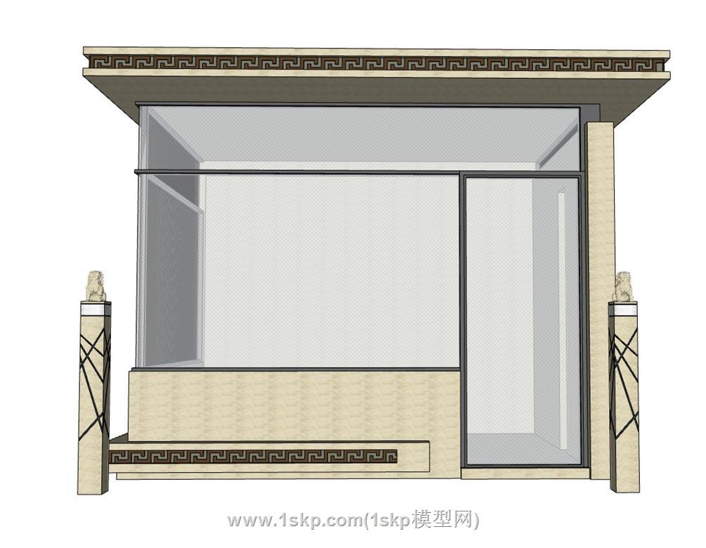 门卫岗亭保安亭SU模型 1