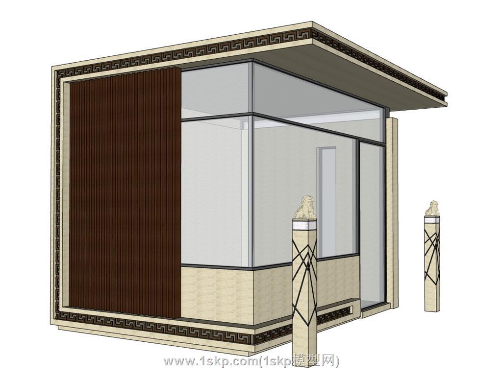 门卫岗亭保安亭SU模型 3
