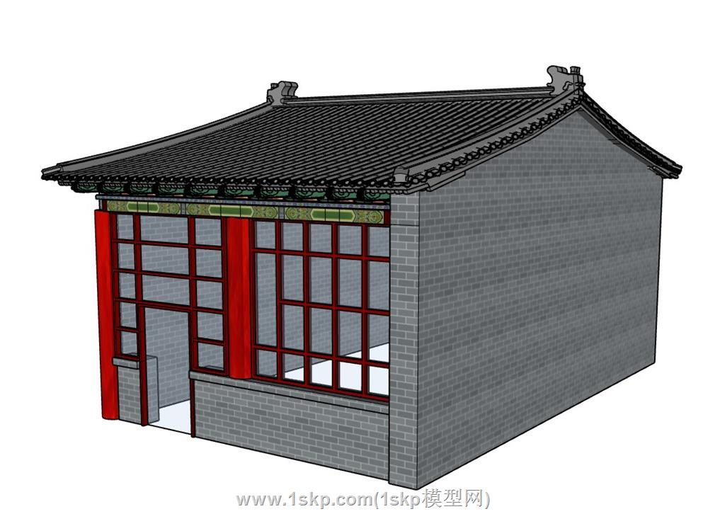 中式瓦顶平房SU模型 1