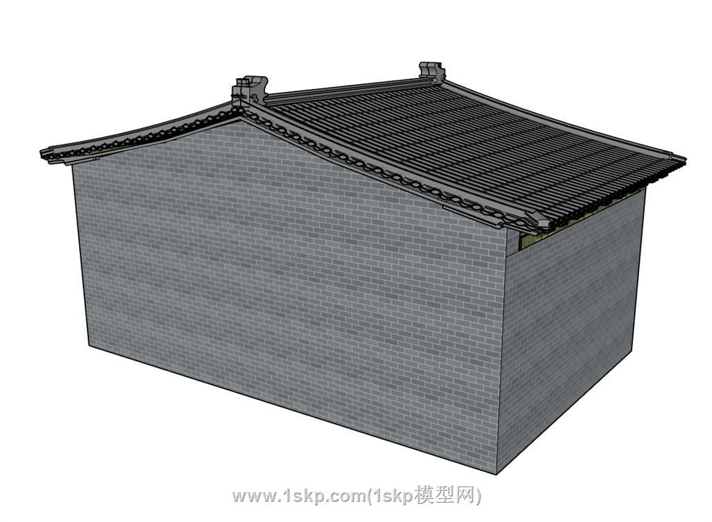 中式瓦顶平房SU模型 3