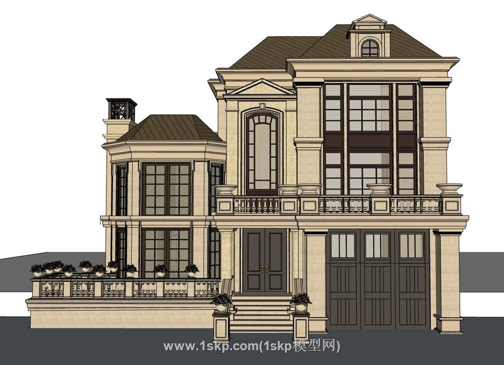 欧式独栋别墅SU模型 1