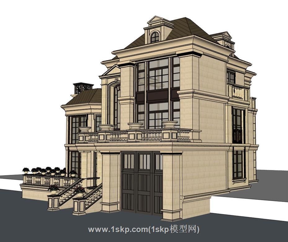 欧式独栋别墅SU模型 2