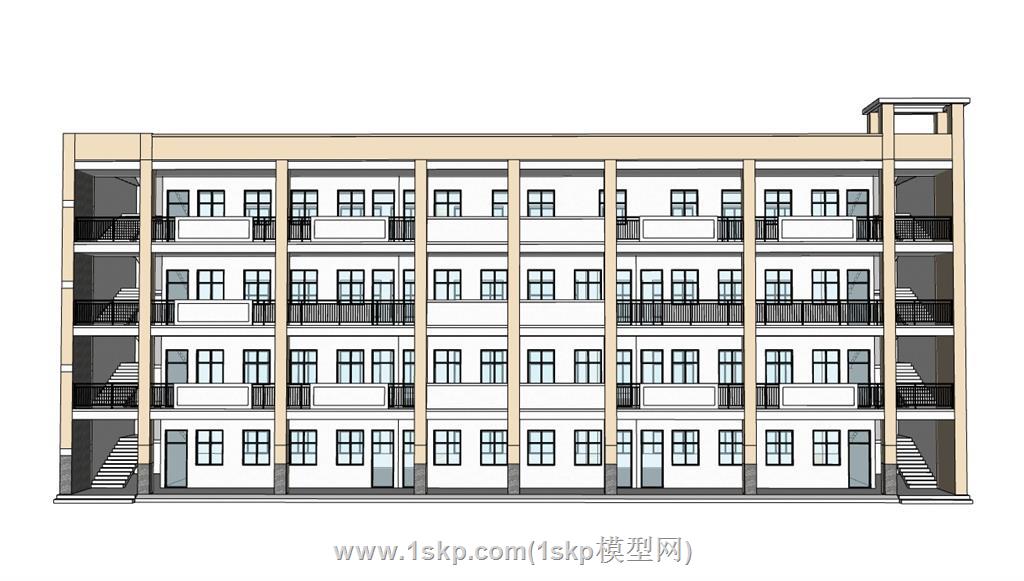 校园教学楼学校SU模型 1