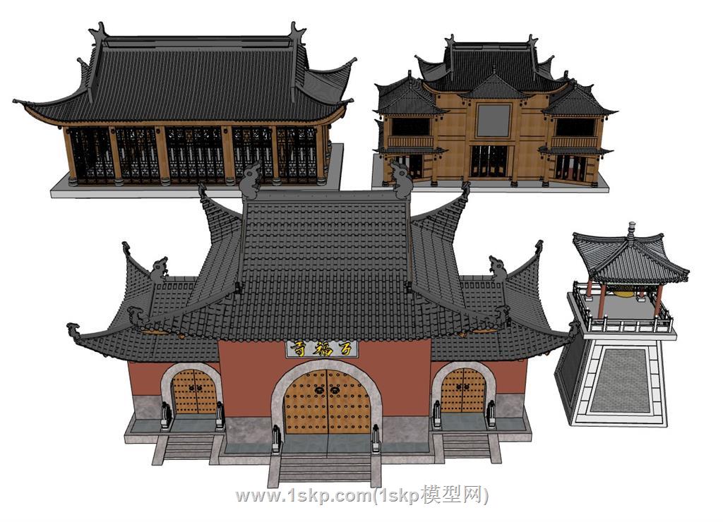 寺庙古建筑SU模型 1