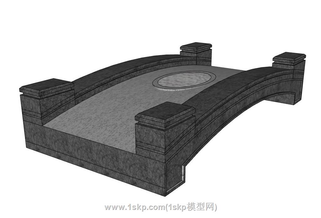 中式桥石桥SU模型 1