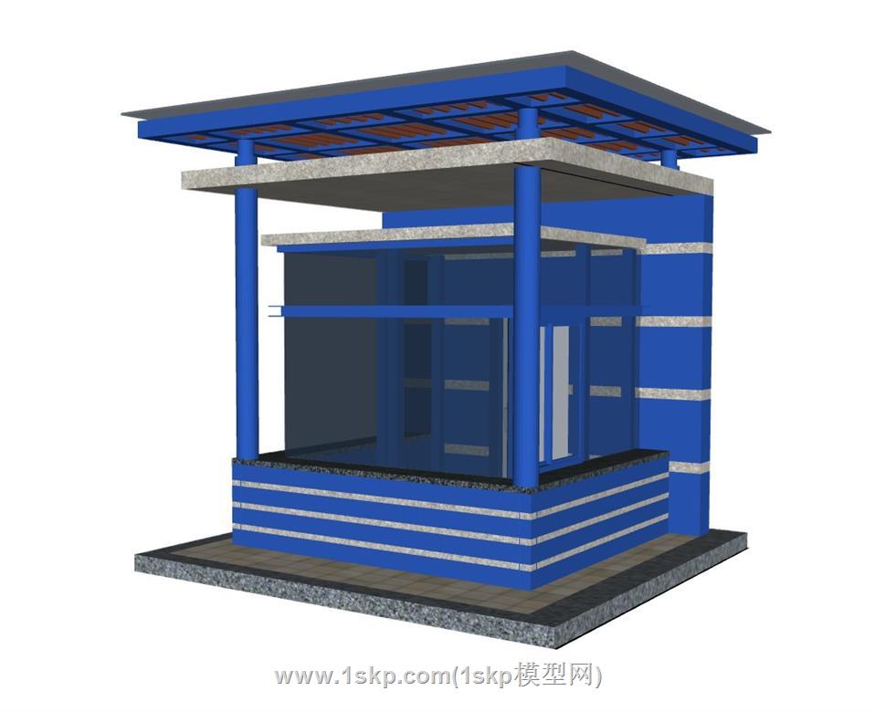 警务亭岗亭保安亭SU模型 1