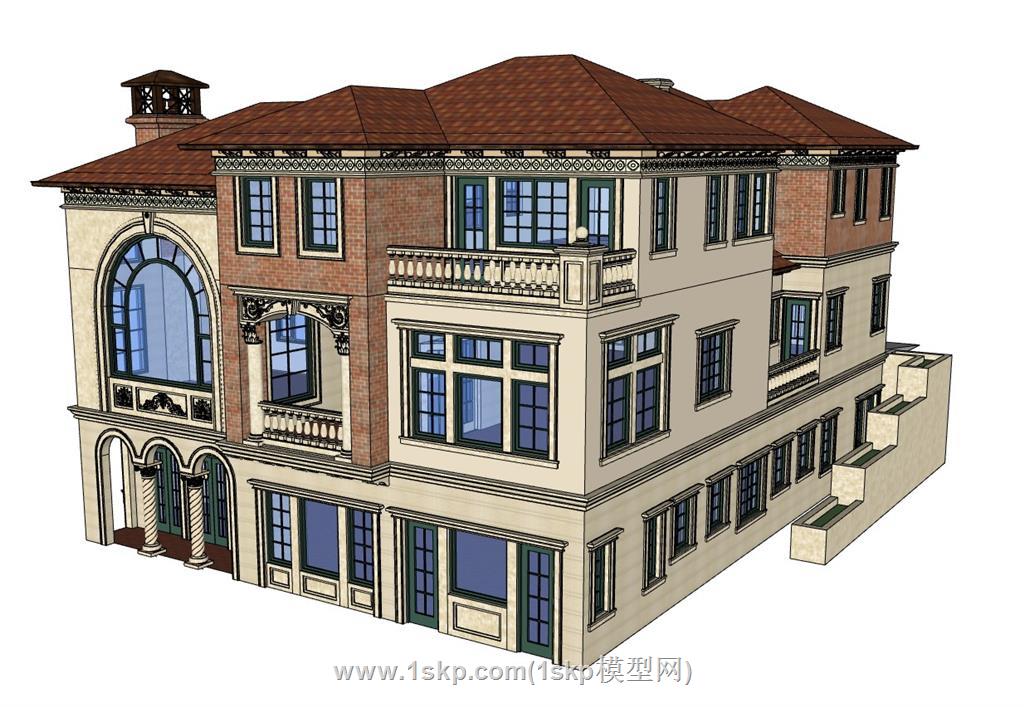 西班牙独栋别墅SU模型 3
