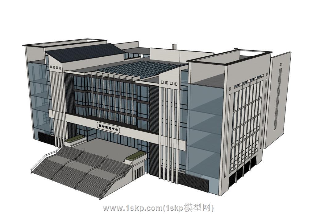 办公楼图书馆SU模型 1