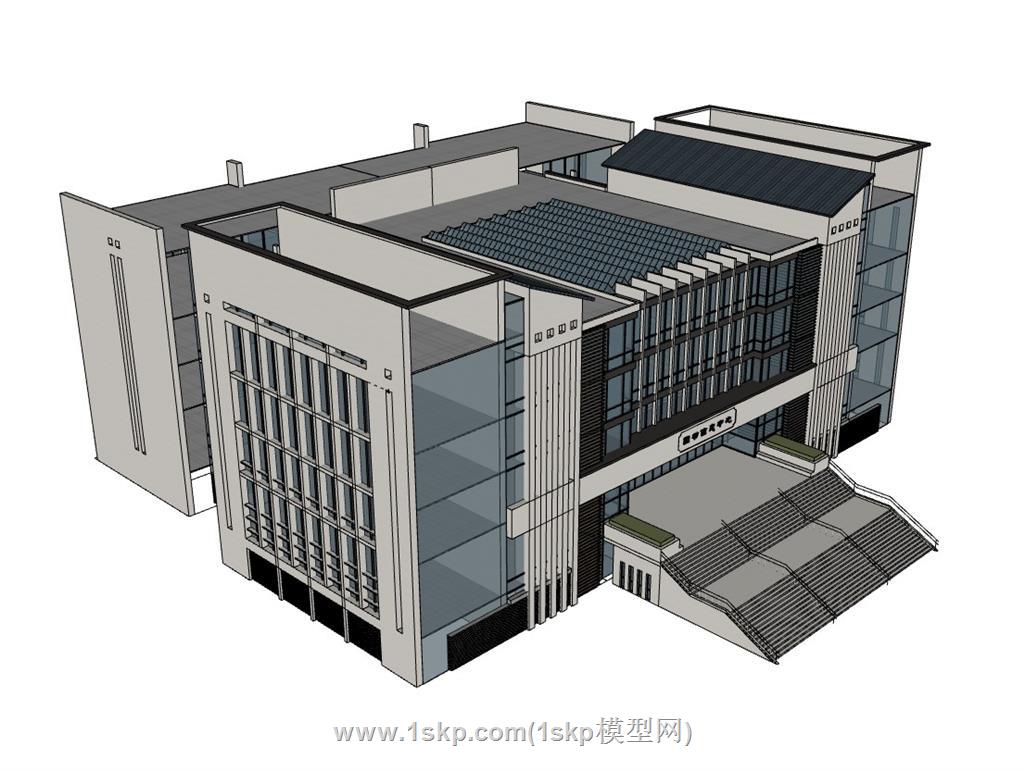 办公楼图书馆SU模型 2