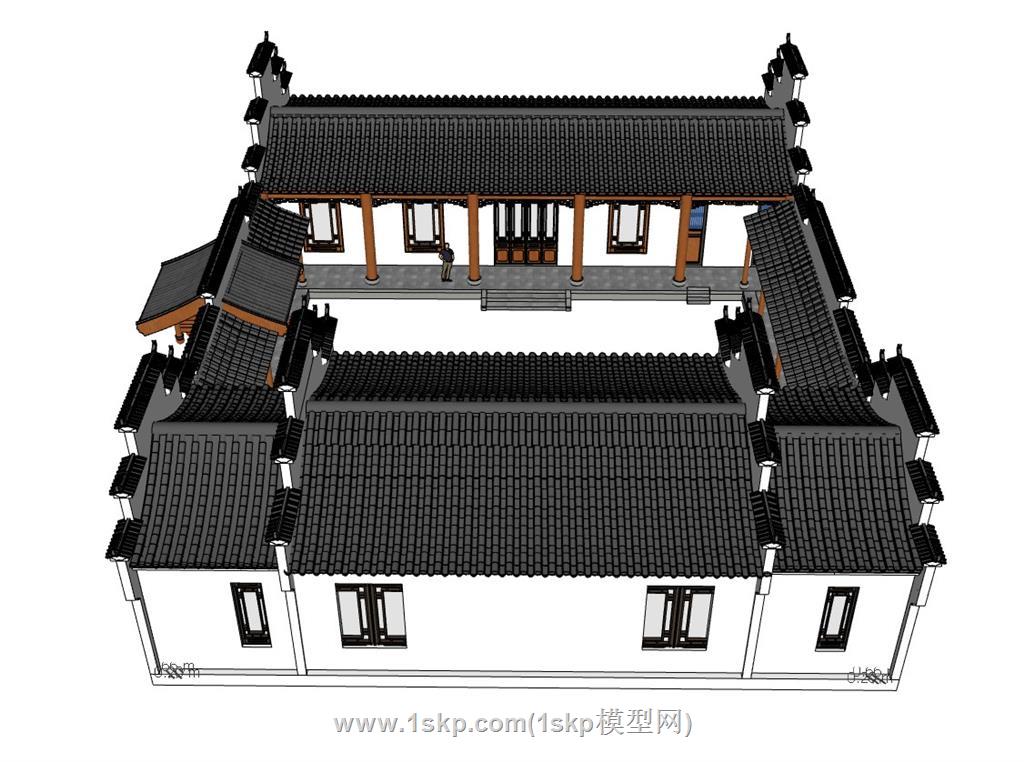中式合院徽派SU模型 2