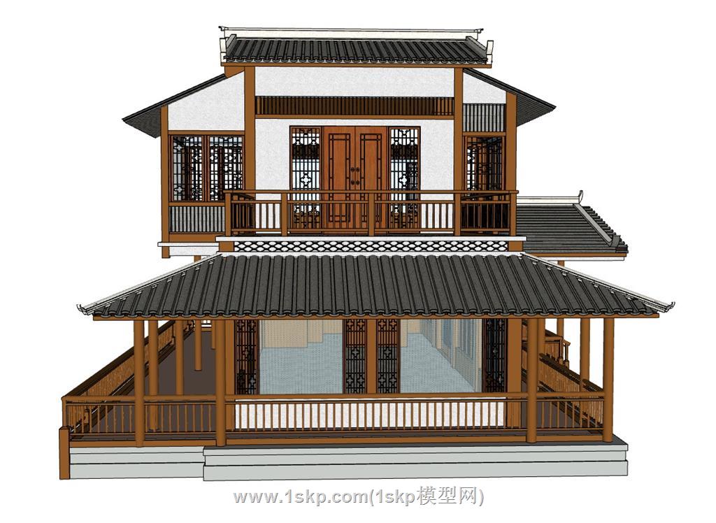 茶楼茶馆建筑SU模型 1