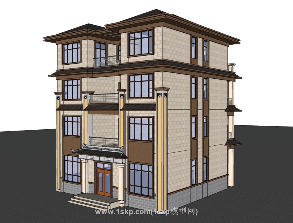 农村别墅自建房SU模型 3