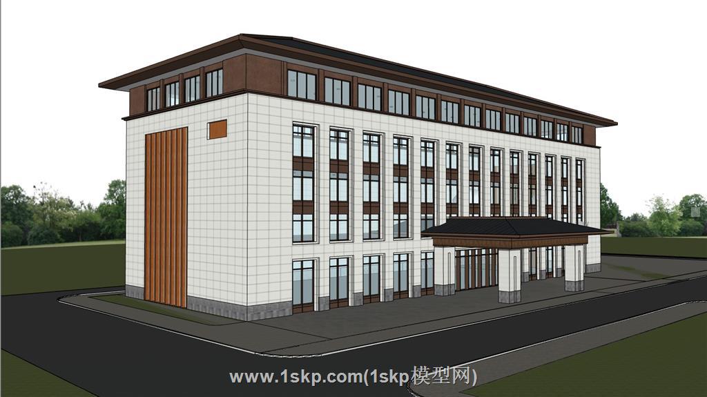 新中式行政办公大楼SU模型 2