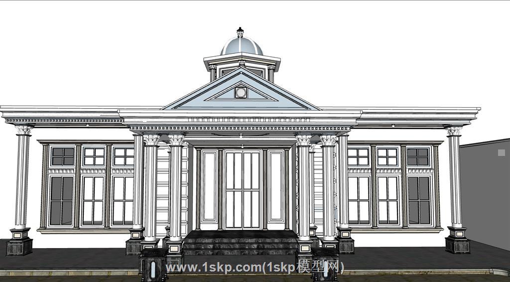 欧式罗马柱住宅SU模型 2