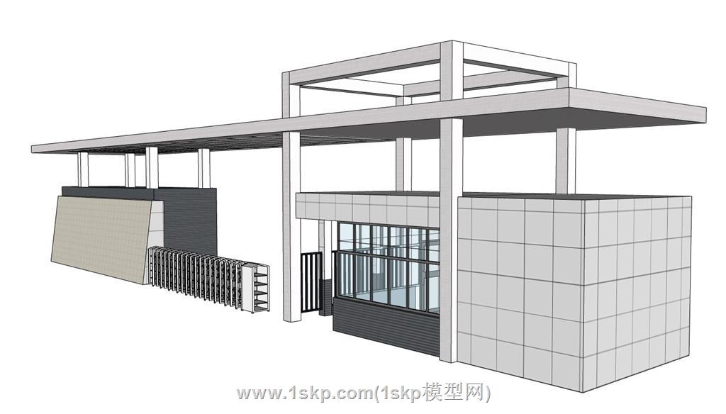 厂区大门SU模型 1