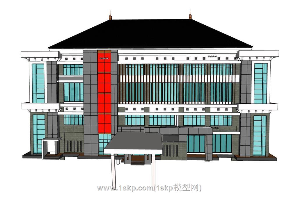 东南亚酒店建筑SU模型 3