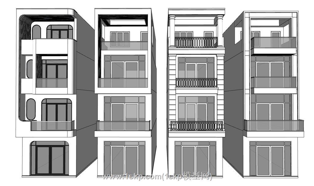 农村独栋自建房SU模型 2