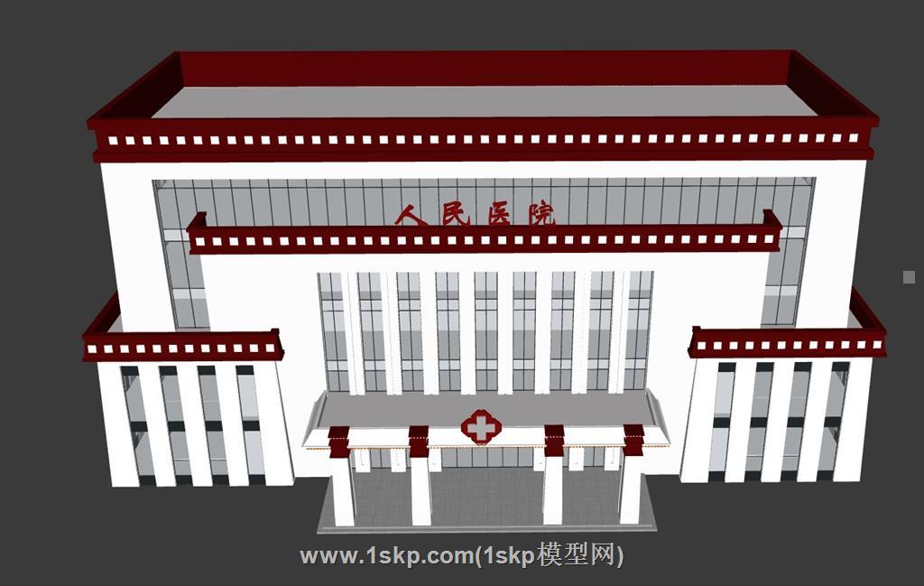 藏式医院医疗建筑SU模型 3