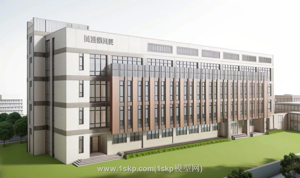 食堂办公楼建筑SU模型 1