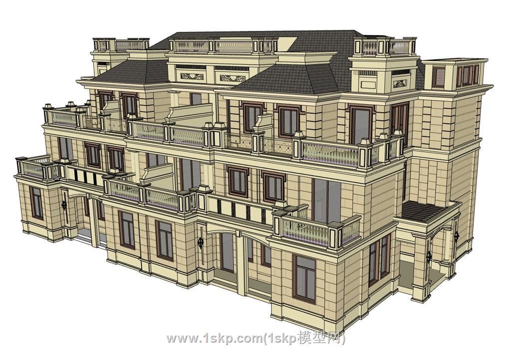 法式联排别墅SU模型 2