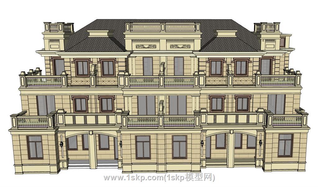 法式联排别墅SU模型 3