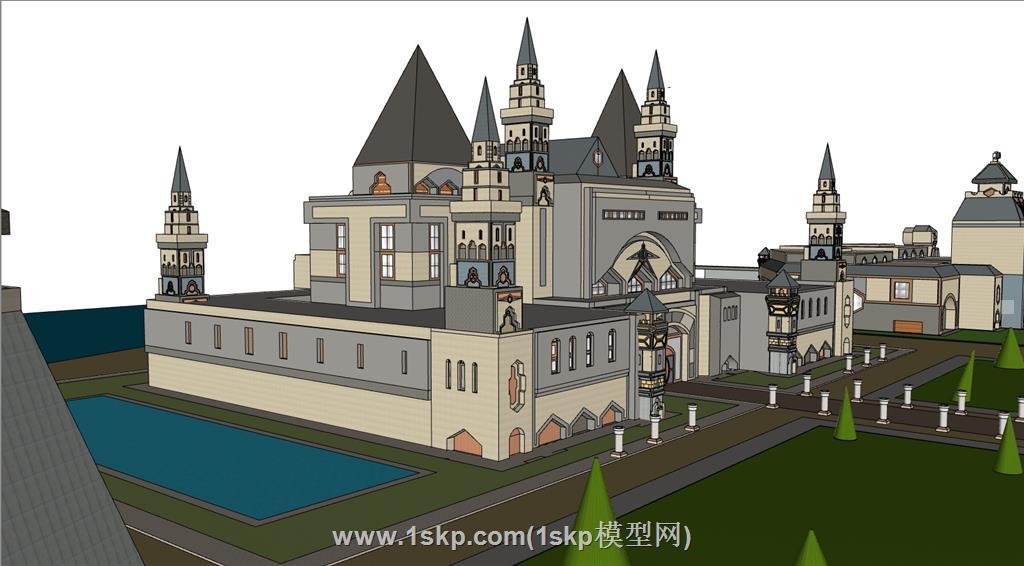 卡通游戏城堡SU模型 1