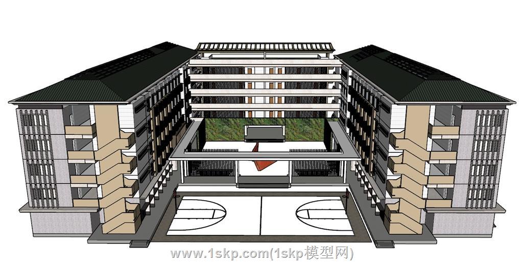 学校教学楼建筑SU模型 3