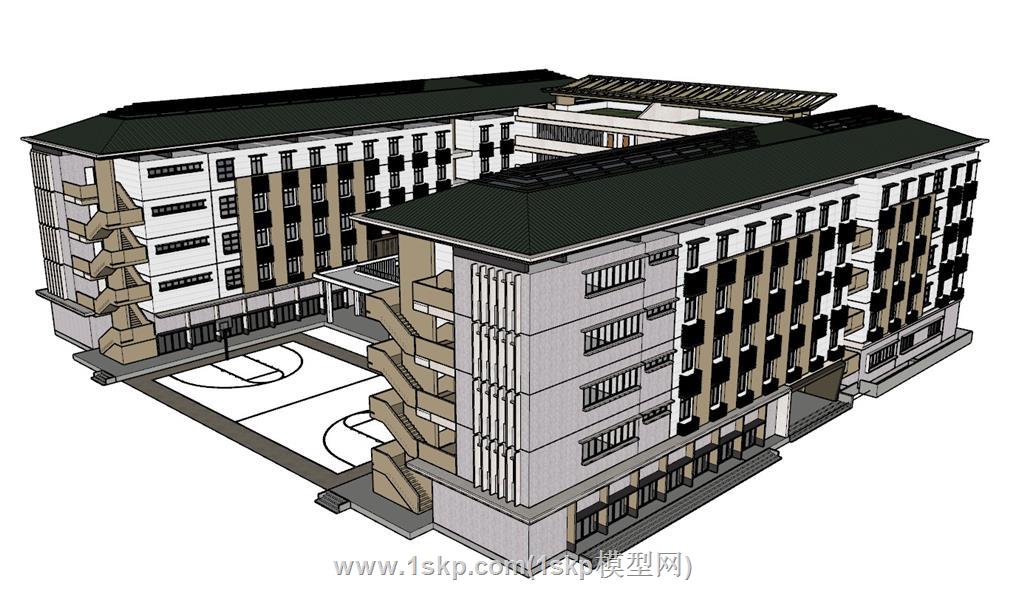 学校教学楼建筑SU模型 2