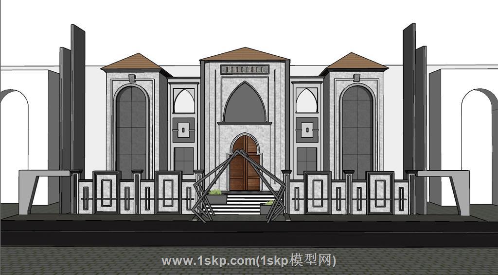 欧式城门建筑SU模型 1