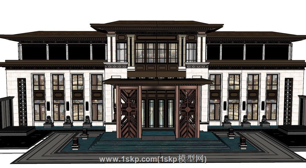 中式示范区建筑SU模型 2