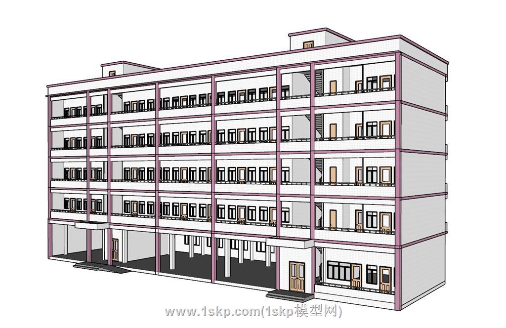 学校宿舍楼SU模型 2